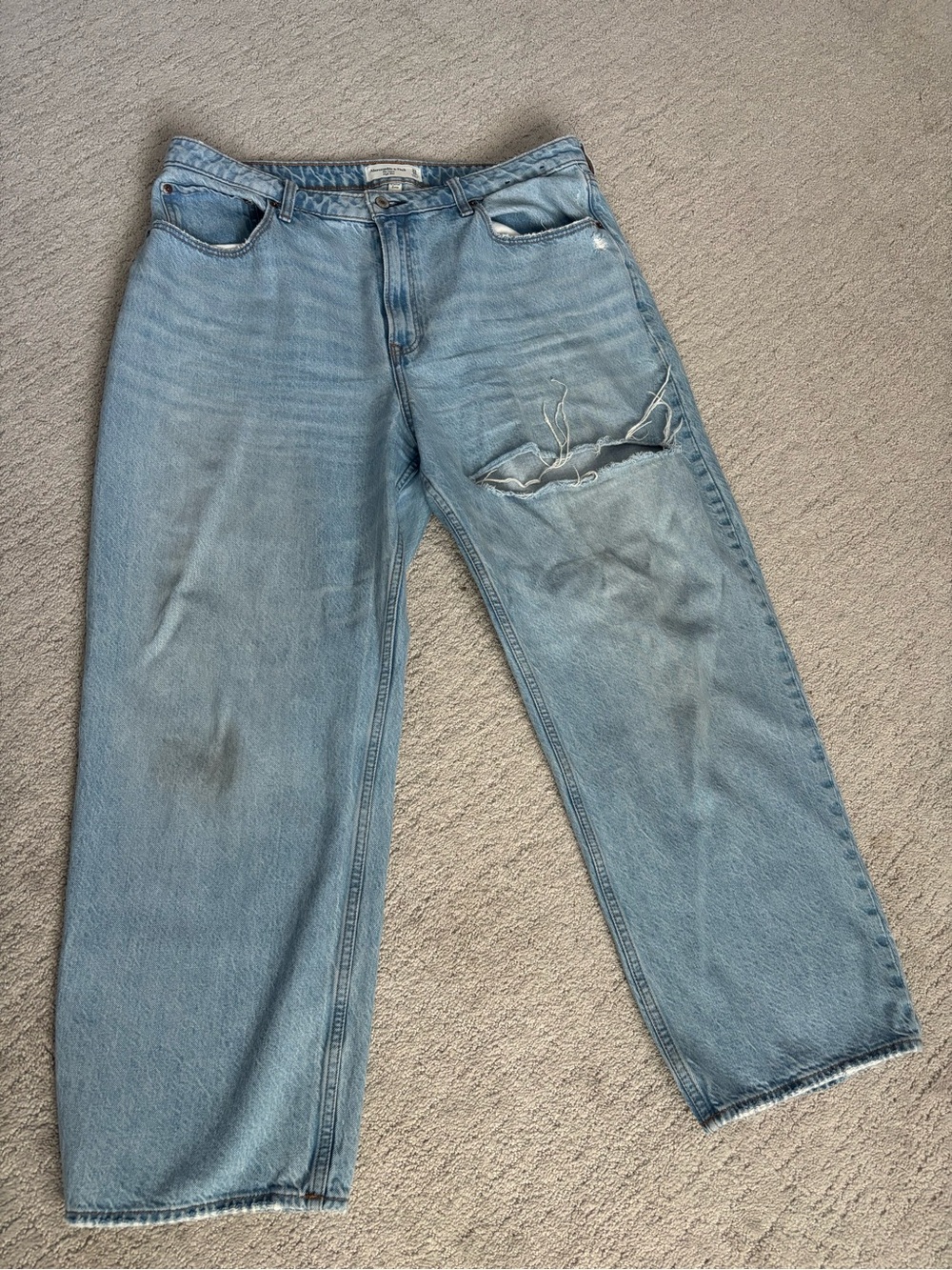 A&F distressed curve love jeans